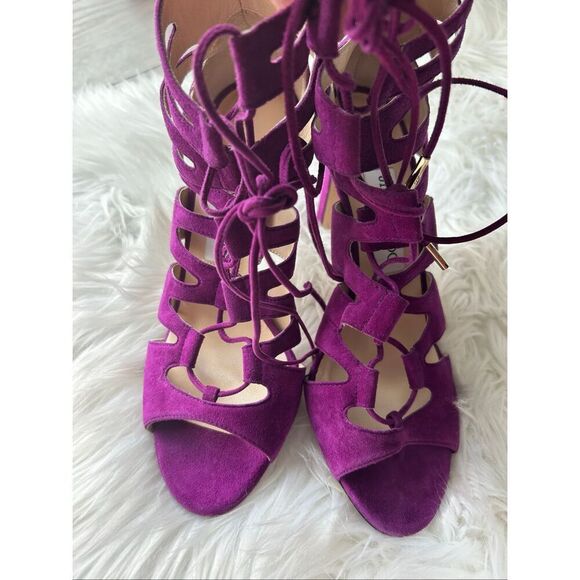 Jimmy Choo Magenta Suede Heels strapy heel new no box purple size 37 or 7 - Picture 2 of 6